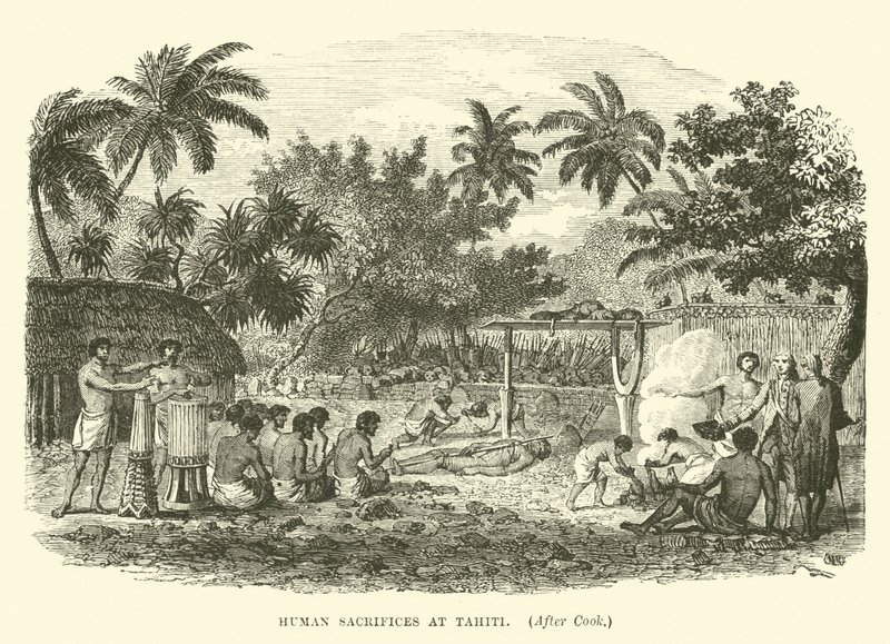 Menschenopfer auf Tahiti, nach Cook von English School