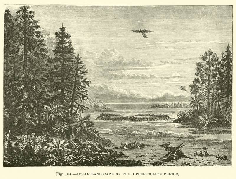 Ideale Landschaft der Oberen Oolith-Periode von English School
