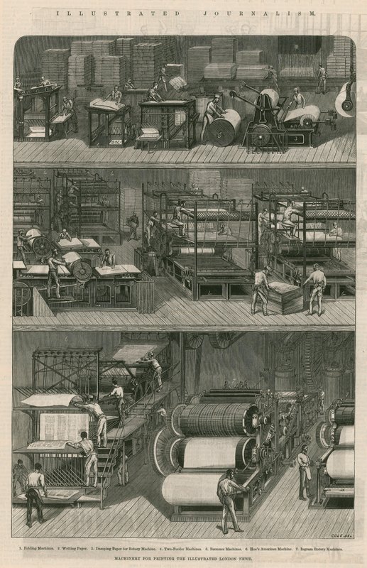 Illustrierter Journalismus: Maschinen zum Drucken der Illustrated London News von English School