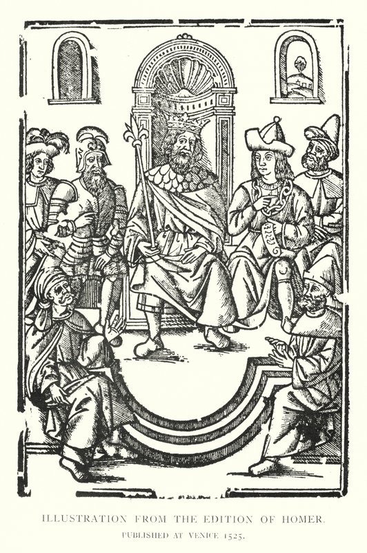 Illustration aus der Ausgabe von Homer, veröffentlicht in Venedig 1525 (Lithografie) von English School