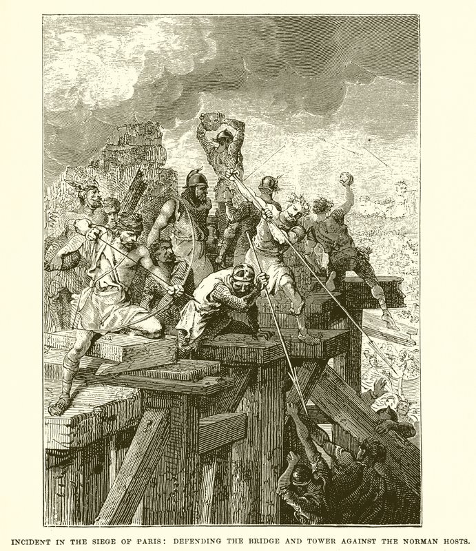 Vorfall bei der Belagerung von Paris: Verteidigung der Brücke und des Turms gegen die Normannen von English School