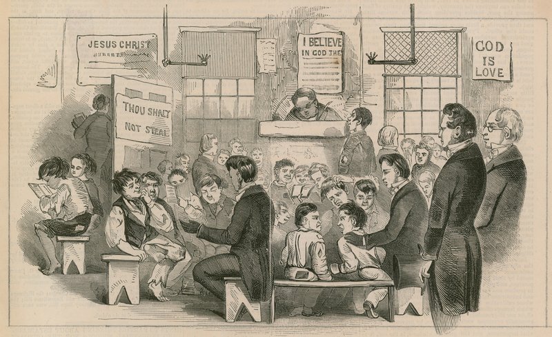 Innenraum der Kings College Ragged School, Bedfordbury von English School