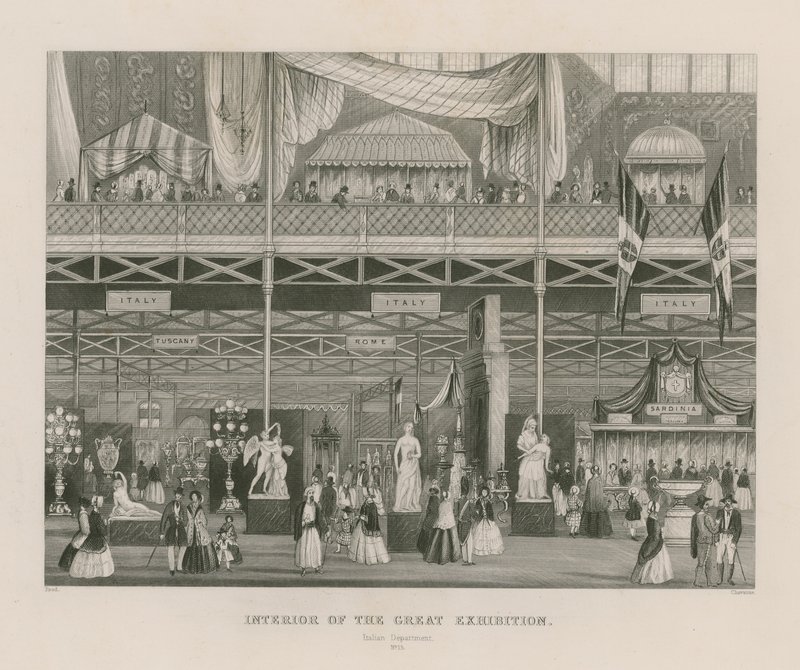 Innenansicht der Großen Ausstellung, 1851, Italienische Abteilung von English School