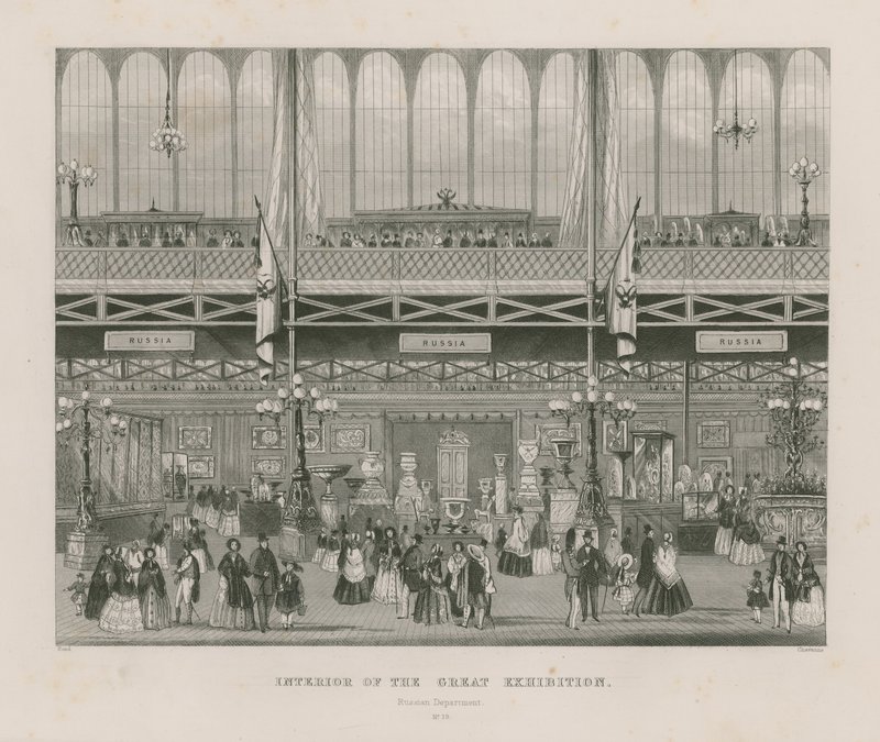 Innenansicht der Großen Ausstellung, 1851, Russische Abteilung von English School