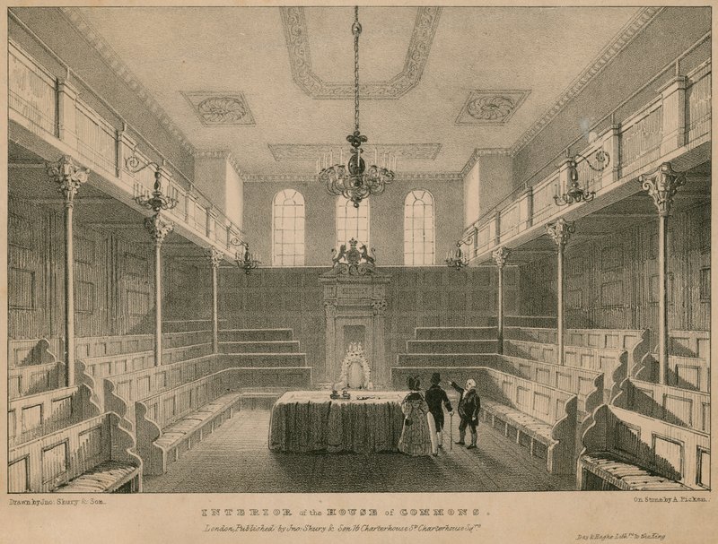 Innenansicht des House of Commons, Westminster, London von English School