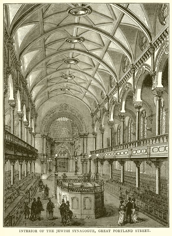 Innenraum der jüdischen Synagoge, Great Portland Street von English School