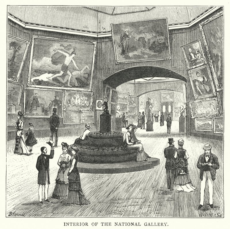 Innenansicht der Nationalgalerie (Stich) von English School