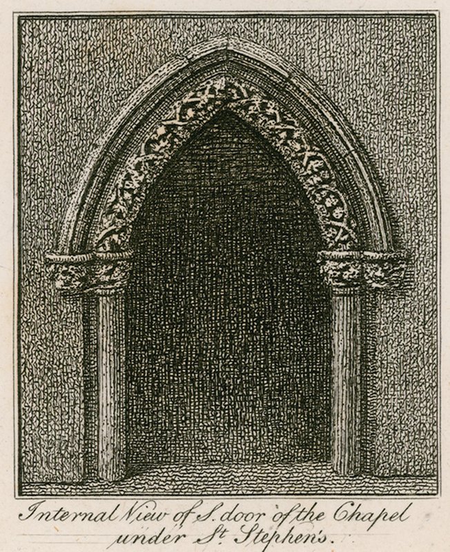Innenansicht der Südtür der Kapelle unter St. Stephens von English School