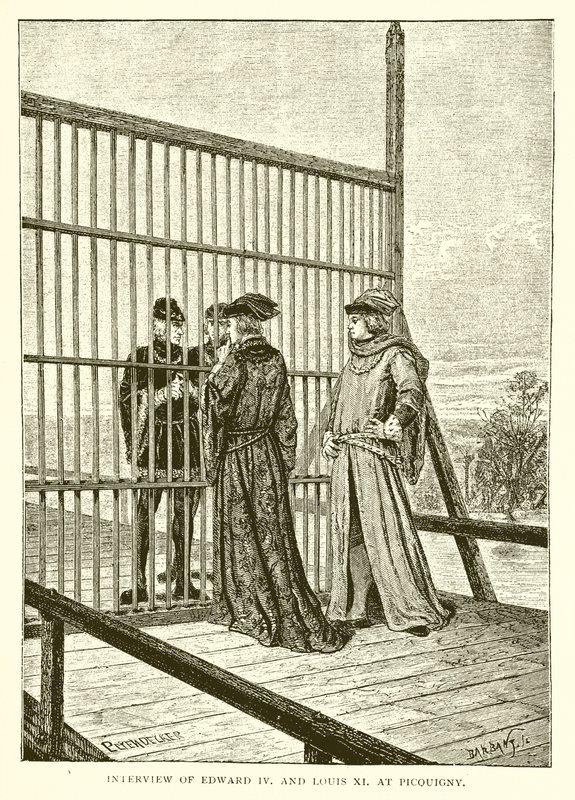 Treffen von Eduard IV. und Ludwig XI. in Picquigny von English School