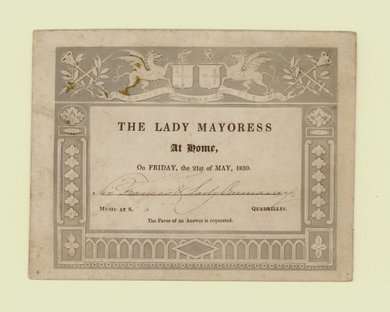 Einladung von der Lady Mayoress, At Home, 21. Mai 1830 von English School
