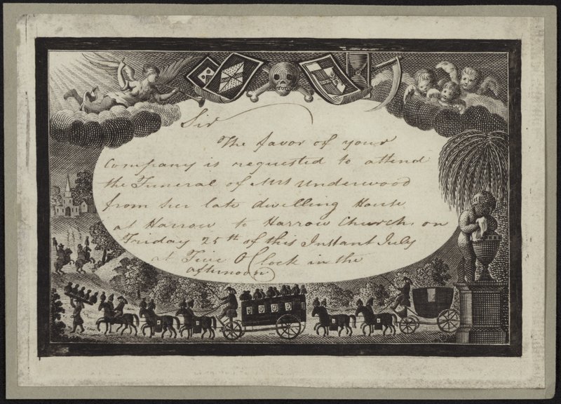 Einladung zur Teilnahme an der Beerdigung von Mrs. Underwood von English School