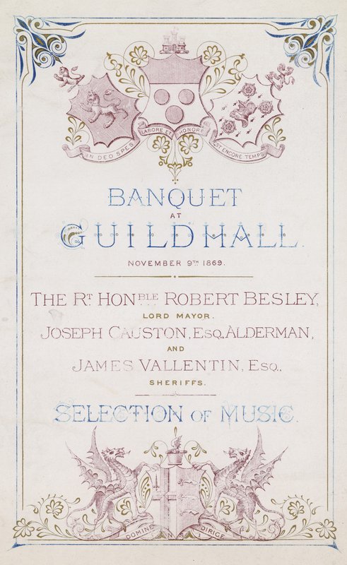 Einladung zu einem Bankett in der Guildhall, London, am 9. November 1869 von English School