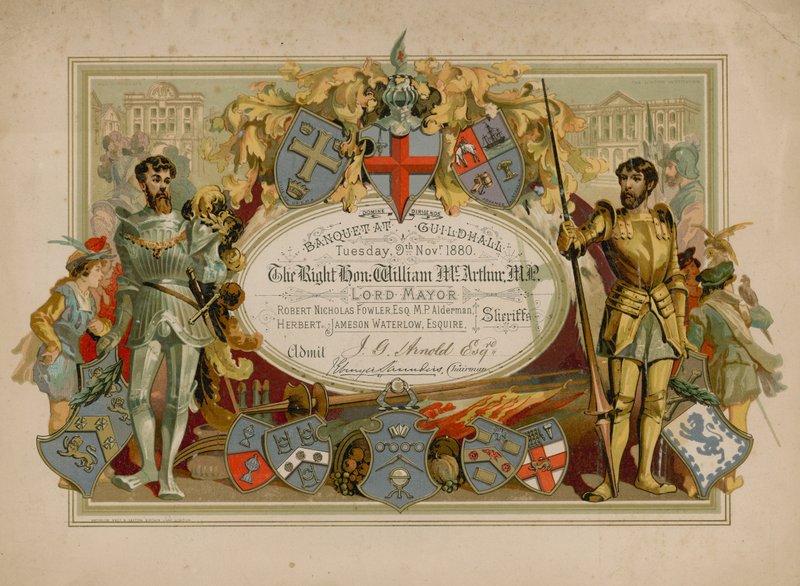 Einladung zu einem Bankett in der Guildhall, London, am 9. November 1880 von English School