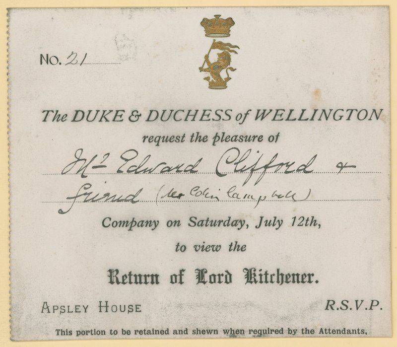 Einladung zur Besichtigung der Rückkehr von Lord Kitchener von English School