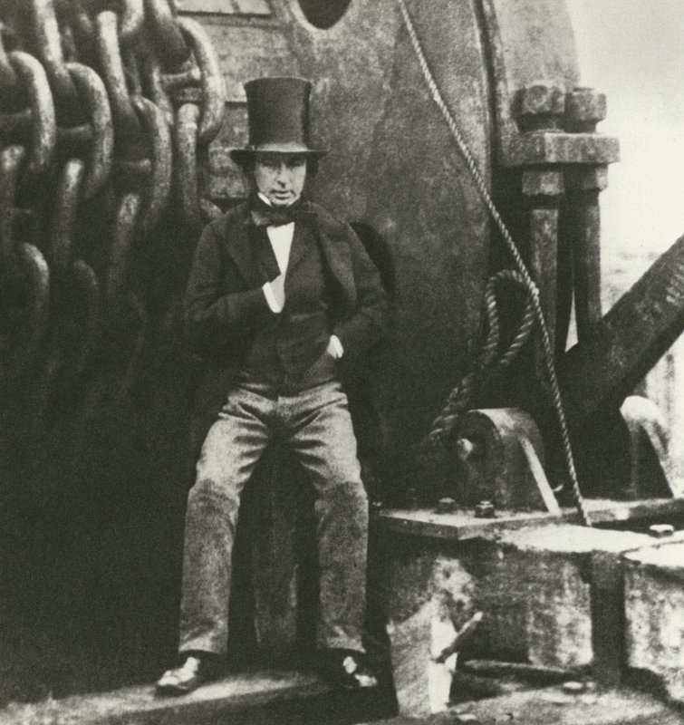 Isambard Kingdom Brunel, Ingenieur, während des Baus der Great Eastern (Gravur) von English School