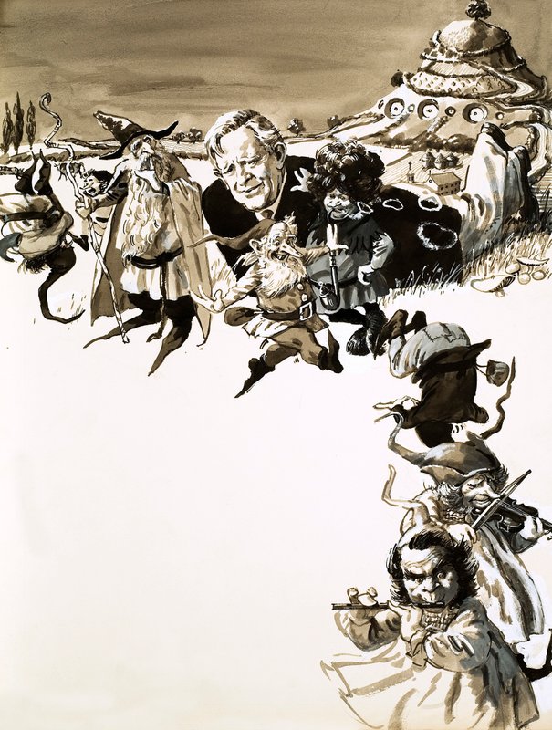 J. R. R. Tolkien und Charaktere aus Herr der Ringe von English School