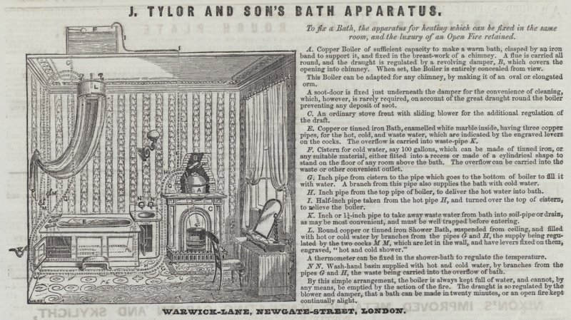 J. Tylor und Sohns Badeapparat (Gravur) von English School