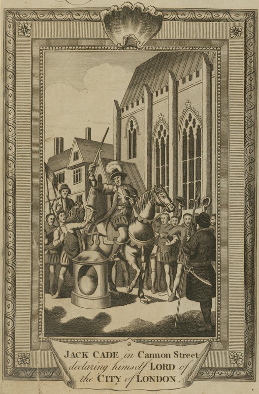 Jack Cade in der Cannon Street erklärt sich zum Herrn der Stadt London von English School