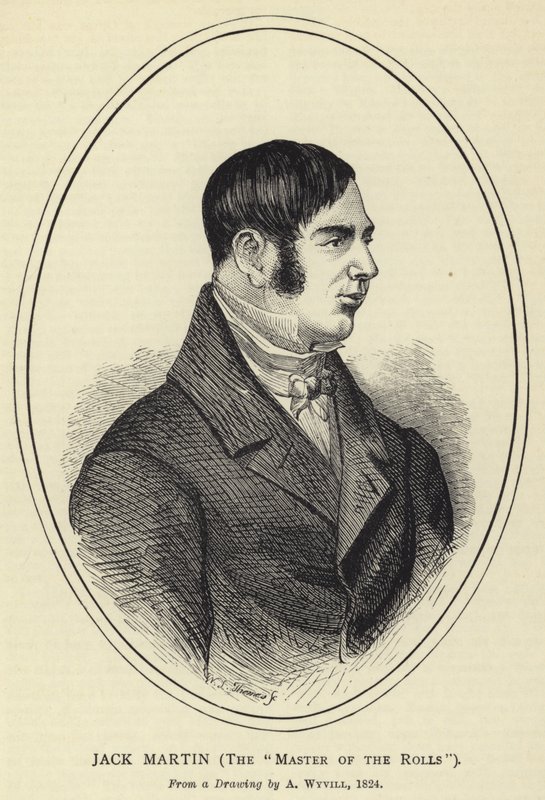 Jack Martin, der Meister der Rolls, nach einer Zeichnung von A. Wyvill, 1824 von English School