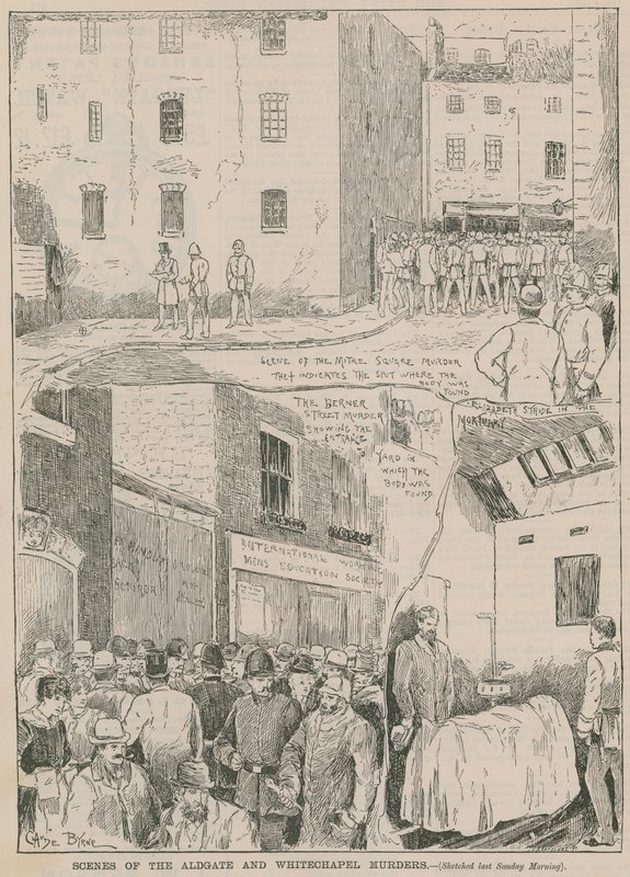 Jack the Ripper: Szenen der Aldgate- und Whitechapel-Morde von English School