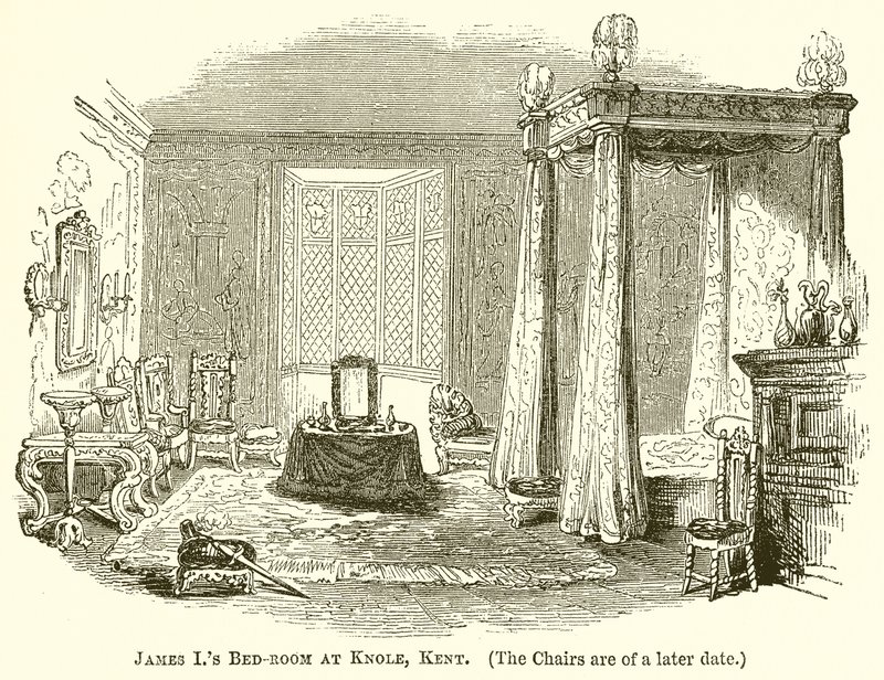 Schlafzimmer von James I. in Knole, Kent von English School