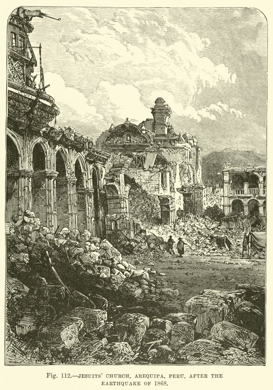 Jesuitenkirche, Arequipa, Peru, nach dem Erdbeben von 1868 von English School