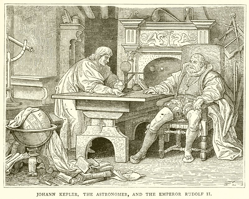 Johannes Kepler, der Astronom, und Kaiser Rudolf II. von English School