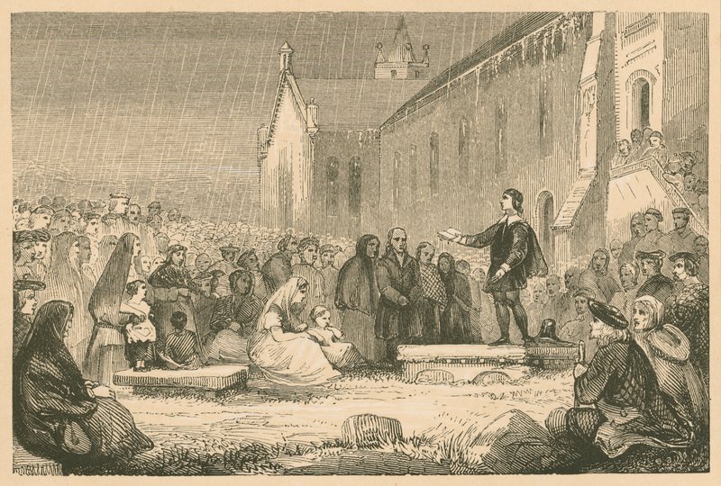 John Livingston predigt in der Kirche von Shotts von English School