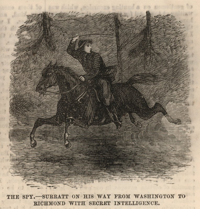 John Surratt auf dem Weg von Washington nach Richmond mit geheimen Informationen von English School