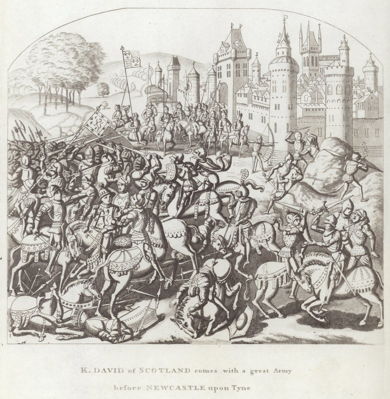 König David von Schottland kommt mit einer großen Armee vor Newcastle upon Tyne von English School