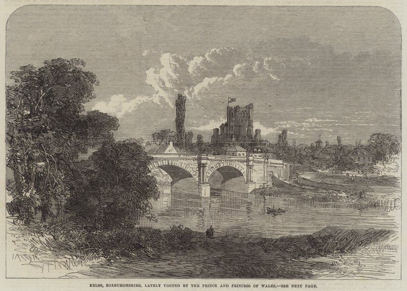 Kelso, Roxburghshire, kürzlich besucht vom Prinzen und der Prinzessin von Wales (Gravur) von English School