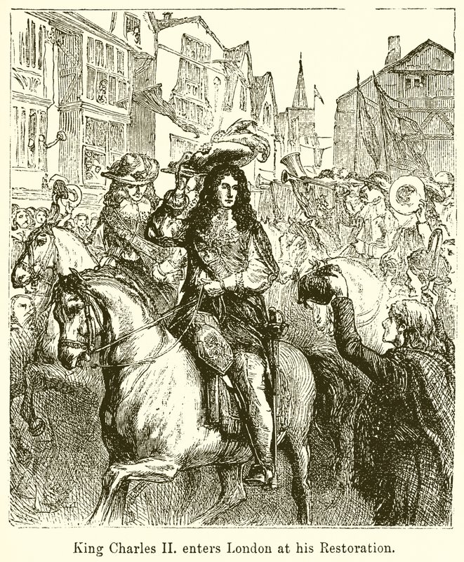 König Karl II. betritt London bei seiner Restauration von English School