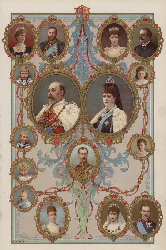 König Edward VII., Königin Alexandra und ihre Kinder und Enkelkinder von English School