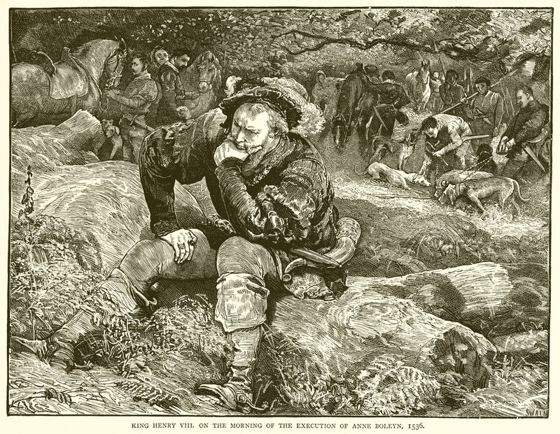 König Heinrich VIII. am Morgen der Hinrichtung von Anne Boleyn, 1536 von English School