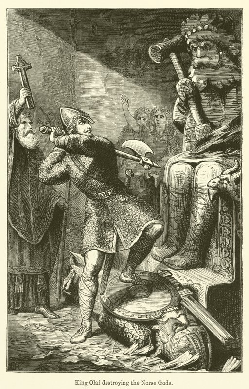 König Olaf zerstört die nordischen Götter von English School