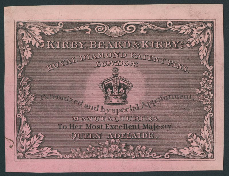 Kirby, Beard und Kirby, Royal Diamond Patent Pins, Visitenkarte von English School