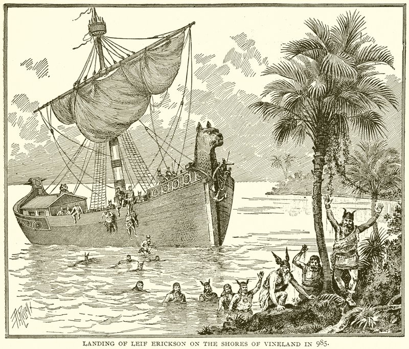 Landung von Leif Erikson an den Küsten von Vinland im Jahr 985 von English School