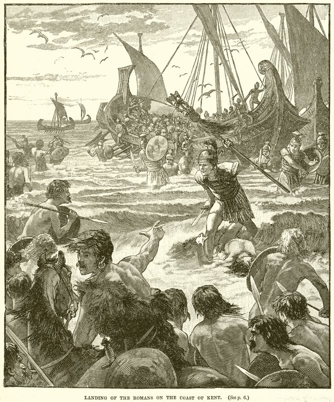 Landung der Römer an der Küste von Kent von English School