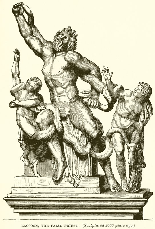 Laokoon, der falsche Priester. (Vor 3000 Jahren skulptiert) (Gravur) von English School