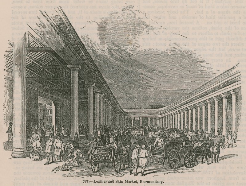 Leder- und Hautmarkt, Bermondsey, London von English School