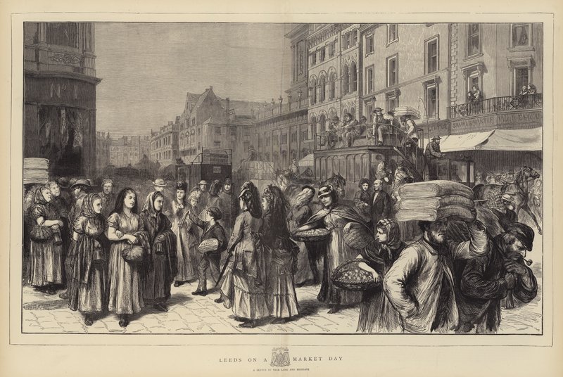 Leeds an einem Markttag (Stich) von English School