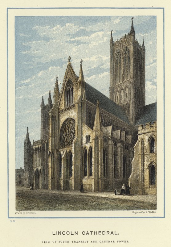 Kathedrale von Lincoln, Blick auf den Südtransept und den zentralen Turm von English School