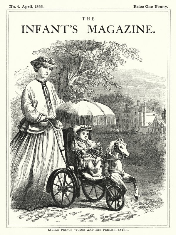 Kleiner Prinz Victor und sein Kinderwagen (Gravur) von English School