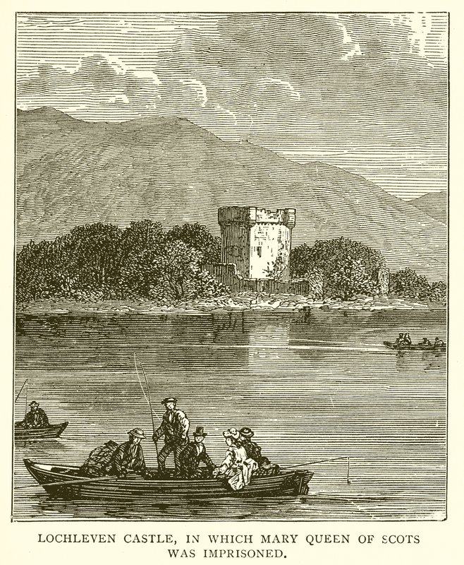 Schloss Lochleven, in dem Maria Stuart eingesperrt war von English School