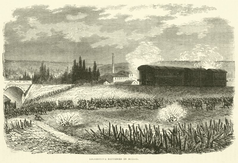 Lokomotivbatterien im Einsatz, November 1870 von English School