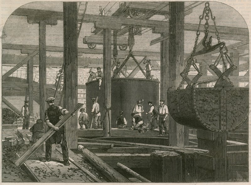 London, Chatham und Dover Eisenbahnbrückenarbeiten bei Blackfriars von English School