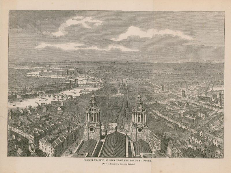 Londoner Verkehr vom Dach der St. Pauls Kathedrale von English School