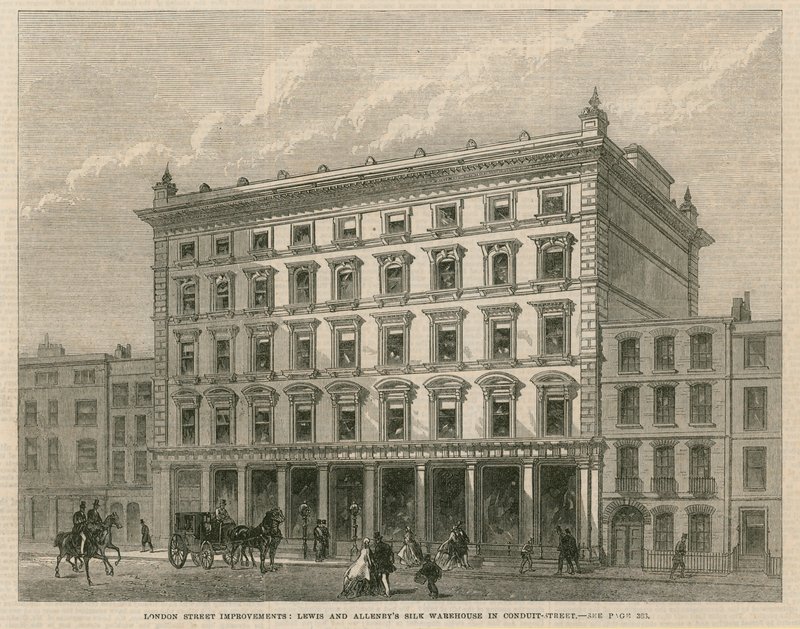 Londoner Straßenverbesserungen: Lewis und Allenbys Seidenlager in der Conduit Street von English School