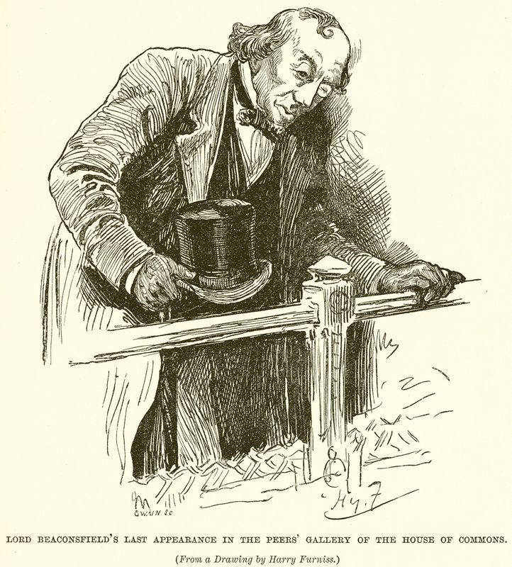 Letzter Auftritt von Lord Beaconsfield in der Peers Gallery des House of Commons von English School