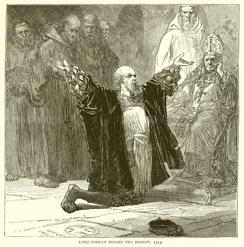 Lord Cobham vor den Bischöfen, 1413 von English School